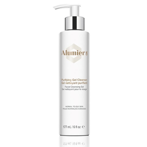 AlumierMD purifying gel cleanser bottle.