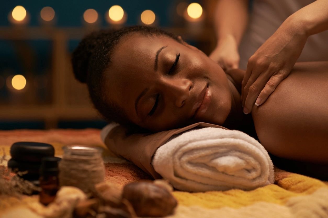 Woman receiving a relaxing massage.