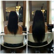 Before and after hair extensions.